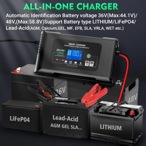 bbba7152eea34bf198002b3fbbf448c6 36 Volt Golf cart Charger 18-Amp Smart Charger, Car Battery Charger,Trickle Charger,36V,18-Amp and 48V,13-Amp,Lithium,LiFePO4,Lead-Acid AGM/Gel/SLA.Battery Charger, for EZGO TXT,Car, Boat.
