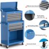 Tool Chest 8-Drawer | 42'' Large Rolling Tool Chest with Wheels | Detachable Top Metal Tool Box | Garage Storage Cabinet for Repair Room,Warehouse | Rolling Tool Box with Hooks,Liners,Tray Divider