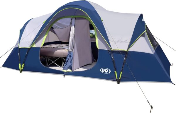 bdb09a244b3b4dc9a07aae47b26bbf53 UNP Camping Tent 10-Person-Family Tents, Parties, Music Festival Tent, Big, Easy Up, 5 Large Mesh Windows, Double Layer, 2 Room, Waterproof, Weather Resistant, 18ft x 9ft x78in
