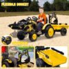 3-in-1 Ride-On Tractor, 24V Electric, Excavator & Bulldozer, Remote Control, LED, Music, USB/Bluetooth max 66 lbs – Bright-yellow