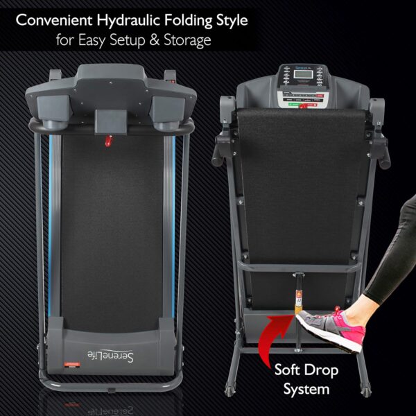 be590c4097184a6a99346aa86a5a834c SereneLife Folding Treadmill - Foldable Home Fitness Equipment with LCD for Walking & Running - Cardio Exercise Machine - Preset and Adjustable Programs - Bluetooth Connectivity