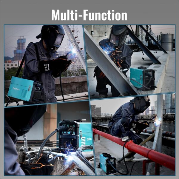145A MIG Welder, 110V/220V Dual Voltage Gas/Gasless Flux Core MIG Welder/Lift TIG/Stick 3 in 1 Synergic MIG145 9GEN Welding Machine, Flux/Solid Welder Digital Screen Display