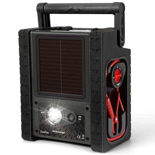 c217c2e1584c4dd78f2607b34b812442 Solar Portable Power Station 2000 Amps Jump Starter, 260 PSI Air Compressor, 12V Car Battery Charger with 400W Inverter Dual AC/DC/USB Output, Emergency Backup Power with Flashlights