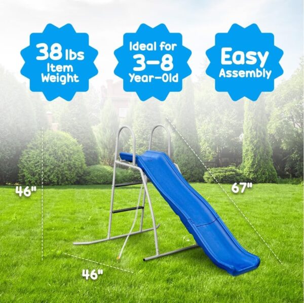 XDP Recreation 6 Foot Water Wave Slide with Built In Adjustable Sprinkler, Freestanding with Ground Pad and Hose Extension for Lawn Fun, Ages 3 to 8