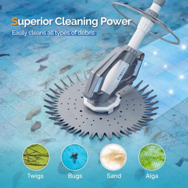 c231e39ece35486c915d735b40119242 VINGLI Pool Vacuum Cleaner Automatic Sweeper Swimming Pool Creepy Crawler Vacuum with 33FT Hoses (Navy Blue&White)