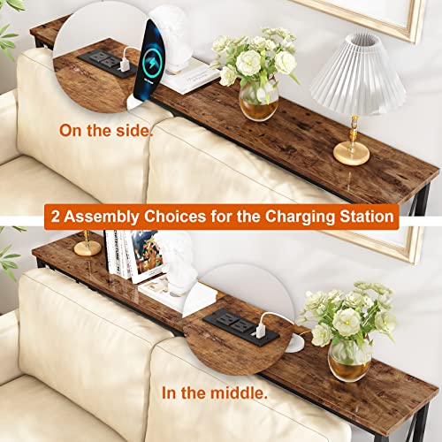 c4174469b764488c88cd6c1ef2f4b2e4 SUPERJARE 70 Inch Console Table with 2 Outlet and 2 USB Ports