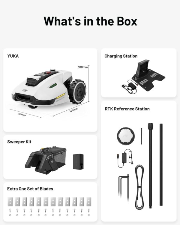 c46ab89d2ebf4dcf98a30d6a2026e5c7 YUKA Mini 500H Robot Lawn Mower Reception 0.12 Acre, Max. 0.17 Acre, Ultrasense AI Vision+ RTK Positioning, Auto Mapping, App Control,45% Slope, Cutting Height 2''~3.5'', 3 Mowing Zones