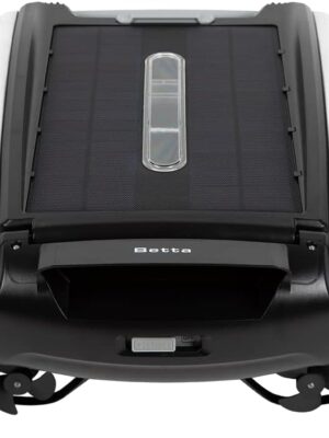 Solar Powered Automatic Robotic Pool Surface Skimmer Cleaner with 24/7 Continuous Cleaning Battery Power and Re-Engineered Twin Salt Chlorine Tolerant Motors (Blue)
