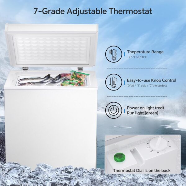 c53bc2bbf8cd4814880506175f35813e 3.5 Cubic Feet Chest Freezer with 2 Removable Baskets Free Standing Top Open Door Compact Freezer with Adjustable Temperature for Home/Kitchen/Office/Bar (3.5 Cubic Feet, White)