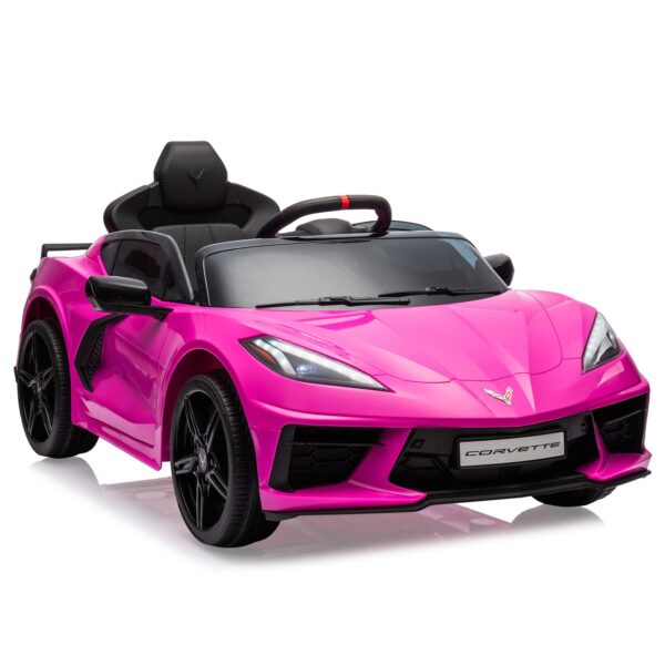 c551ec23d8e14d83a67d1bc71d18c75c 12V Kids Ride on Car Licensed Corvette Battery Powered Car Toddles Electric Sports Car Toy with Remote Control, Visual Dashboard, LED Lights, Music, Gifts for Boys Girls, Rose Red