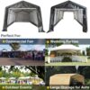 10 x 20-Feet Heavy Duty Carport Portable Garage Enclosed Car Canopy Outdoor Instant Shelter Party Tent with Sidewalls for Auto and Boat Storage, Waterproof and UV-Treated, Grey Peak Top Style