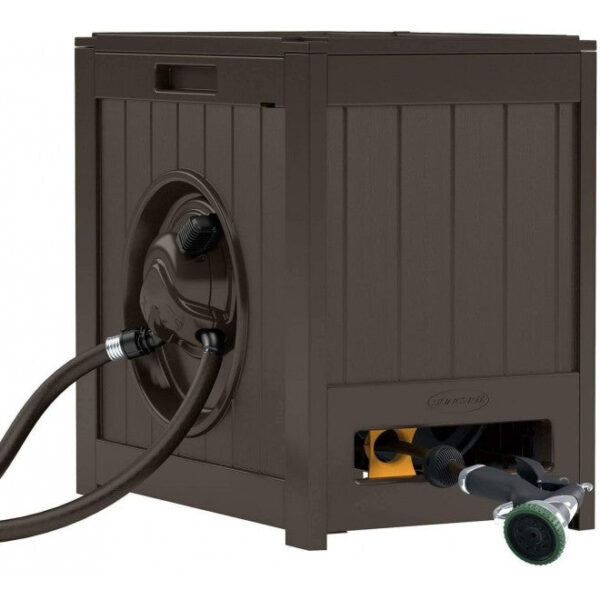 c794229872484b99bc05a27cd216b8e6 Suncast 125′ Aquawinder Auto Rewind Water Powered Yard Hose Reel, Java (2 Pack)