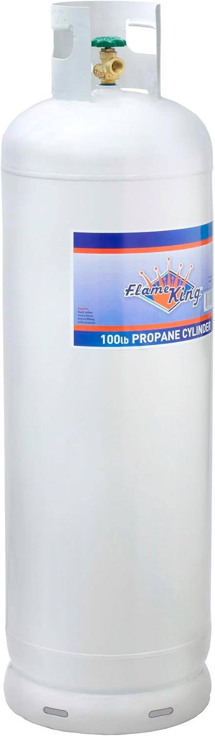 Steel Propane Tank Cylinder with POL Valve and Collar, Great for Mixed Heating Systems, Home fireplaces, Dryers and Grills-Flame King