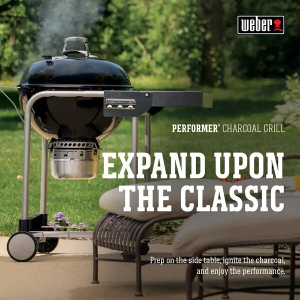 c9c1417a63d24733a1def5a5829fb3f8 22 in. Performer Charcoal Grill in Black with Built-In Thermometer and Storage Rack