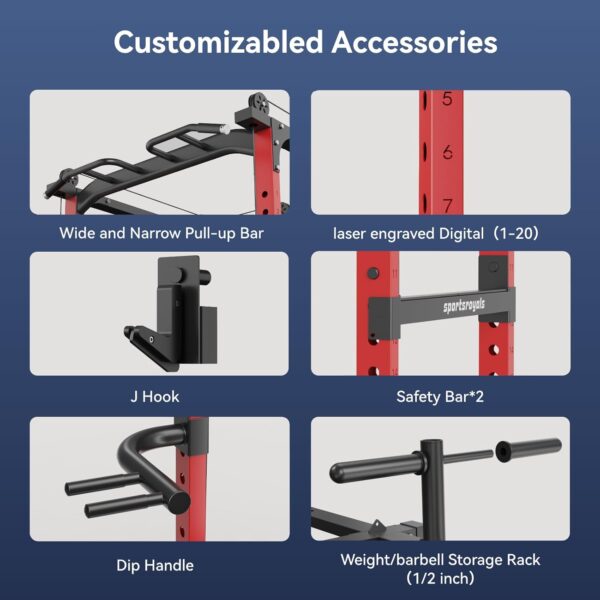 ca1024f7da8e4fee84db521a827035ab Sportsroyals Power Cage,1600lbs Multi-Function Power Rack with Adjustable Cable Crossover System and More Training Attachment, Weight Cage for Home Gym