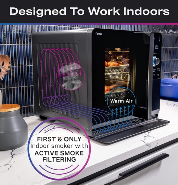 cba98030e7844970b62badd264ae82c7 Smart Indoor Pellet Smoker, with Active Smoke Filtration, 5 Smoke Control Settings, WiFi Connected, Electric, Countertop BBQ Appliance, Black