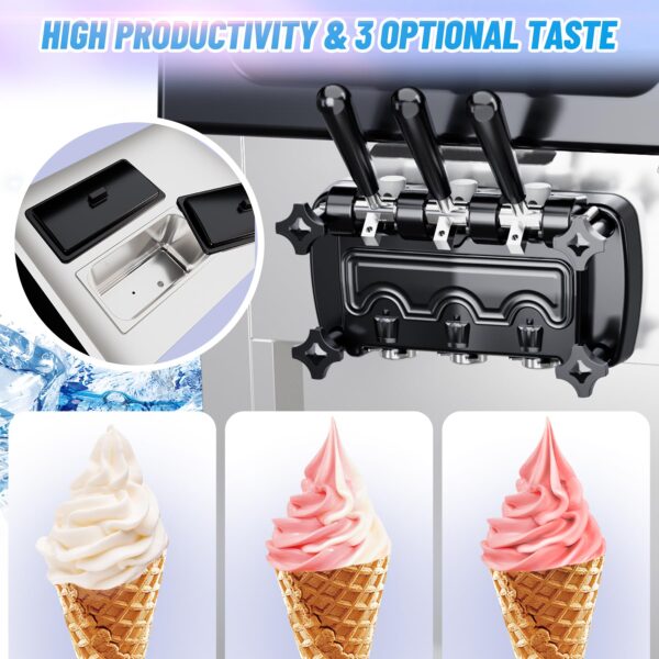 cdb1edb50c8e4afcb39b5413977f58a9 2200W Commercial Ice Cream Machine, 3 Flavor Soft Serve Ice Cream Machine, 5.3-7.4 Gal/Hr, with LCD Touch Screen, Automatic Cleaning, High Productivity for Home Snack Bar & Restaurants