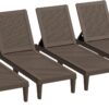 Outdoor Chaise Lounge Chair Set of 2 for Patio Poolside, Waterproof & Adjustable & Easy Assembly Sun Lounger for Outside Deck, Pool, Beach, Black