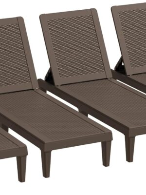 Outdoor Chaise Lounge Chair Set of 2 for Patio Poolside, Waterproof & Adjustable & Easy Assembly Sun Lounger for Outside Deck, Pool, Beach, Black