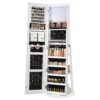 SONGMICS LED Mirror Jewelry Cabinet Standing Jewelry Armoire Organizer Box with Full-Length Mirror and Adjustable LED Lights White
