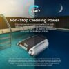 Solar Powered Automatic Robotic Pool Surface Skimmer Cleaner with 24/7 Continuous Cleaning Battery Power and Re-Engineered Twin Salt Chlorine Tolerant Motors (Blue)
