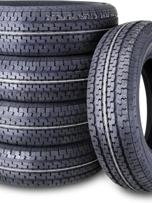 set of 4 Heavy Duty Trailer Tires ST205/75R15 205 75 15 10-Ply Load Range E Steel Belted Radial w/Scuff Guard