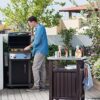 Unity Portable Outdoor Table and Storage Cabinet with Hooks for Grill Accessories-Stainless Steel Top for Patio Kitchen Island or Bar Cart, Espresso Brown