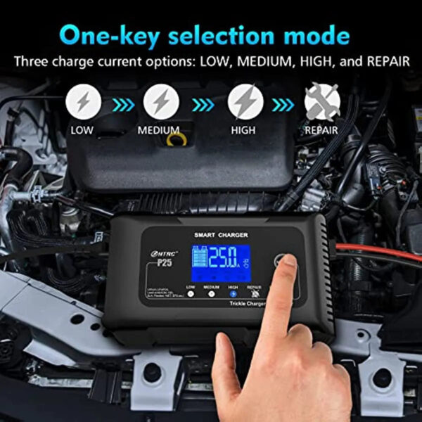 d45b642275674d5d8748ae23b0087176 25-Amp Smart Battery Charger,Lithium,LiFePO4,Lead-Acid AGM/Gel/SLA.. Car Battery Charger,Trickle Charger, Maintainer/deep Cycle Charger,12V/25A and 24V/13A,for Motorcy,Boat,Lawn Mower,Golf cart..