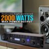 2-Channel Bluetooth Power Amplifier - 2000W Bridgeable Rack Mount Pro Audio Sound Wireless Home Stereo Receiver w/TRS XLR Input,LCD, Bridge Mode, Cooling Fan - Entertainment Speaker System