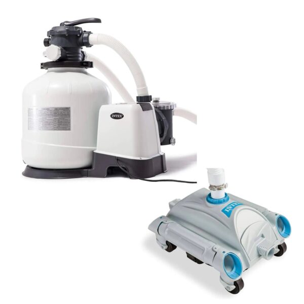 d61e6c75e2f54af984f0d4bd9b5f8844 3000 GPH Above Ground Sand Filter Pump and Automatic Vacuum