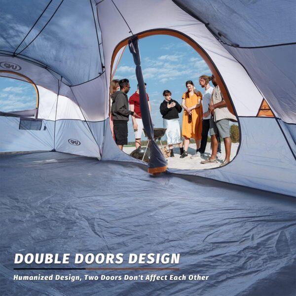 d6b74bd8b2c149eba1eef4028270b7f9 UNP Camping Tent 10-Person-Family Tents, Parties, Music Festival Tent, Big, Easy Up, 5 Large Mesh Windows, Double Layer, 2 Room, Waterproof, Weather Resistant, 18ft x 9ft x78in