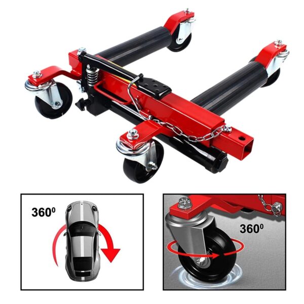 d6e9316bf5ba45f58bcb42c59d48e74b 1500lb HYDRAULIC Positioning Car Wheel Dolly Jack Lift Auto Vehicle Moving Hoist