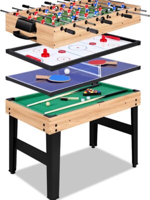 12-in-1 Game Table - 48" Combo Game Table, Ping Pong Table, Foosball Table, Air Hockey Table, Pool Table - Sports Arcade Games with Accessories - Ideal for Game Rooms and Family Game Nights!