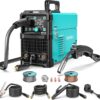 145A MIG Welder, 110V/220V Dual Voltage Gas/Gasless Flux Core MIG Welder/Lift TIG/Stick 3 in 1 Synergic MIG145 9GEN Welding Machine, Flux/Solid Welder Digital Screen Display