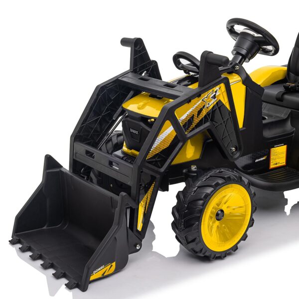 d9ae69bfdea64d56b57e6af3a8015d1d 3-in-1 Ride-On Tractor, 24V Electric, Excavator & Bulldozer, Remote Control, LED, Music, USB/Bluetooth max 66 lbs – Bright-yellow