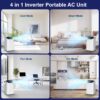 14000 BTU Portable Air Conditioners with Remote Control, 3-in-1 Free Standing Cooling AC Unit with Fan & Dehumidifier, Cools Room up to 700 sq.ft, Smart/Sleep Mode,3 Speed,Auto Swing,24H Timer