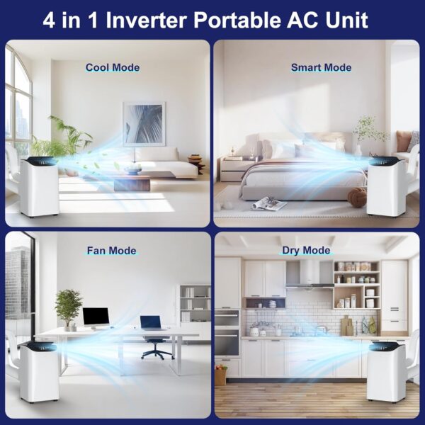 da3ce5fe3e394339b6039d1ab2bda637 14000 BTU Portable Air Conditioners with Remote Control, 3-in-1 Free Standing Cooling AC Unit with Fan & Dehumidifier, Cools Room up to 700 sq.ft, Smart/Sleep Mode,3 Speed,Auto Swing,24H Timer