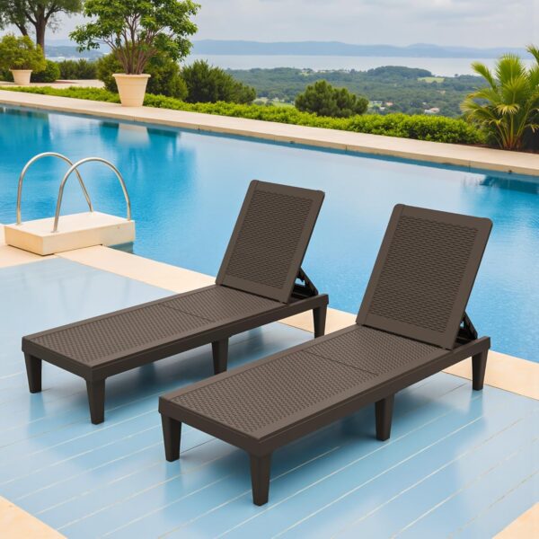 da7204ff6d3e4a6aaa587c4fdab05e0b Outdoor Chaise Lounge Chair Set of 2 for Patio Poolside, Waterproof & Adjustable & Easy Assembly Sun Lounger for Outside Deck, Pool, Beach, Black