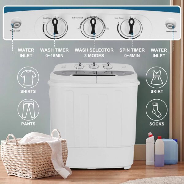dafd534417584489ba1d5b50cbed5ebf 13lbs Capacity Compact Mini Twin Tub Washing Machine