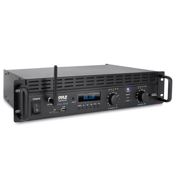 db385529880e4b3e84fe6d52f74f5a61 2-Channel Bluetooth Power Amplifier - 2000W Bridgeable Rack Mount Pro Audio Sound Wireless Home Stereo Receiver w/TRS XLR Input,LCD, Bridge Mode, Cooling Fan - Entertainment Speaker System