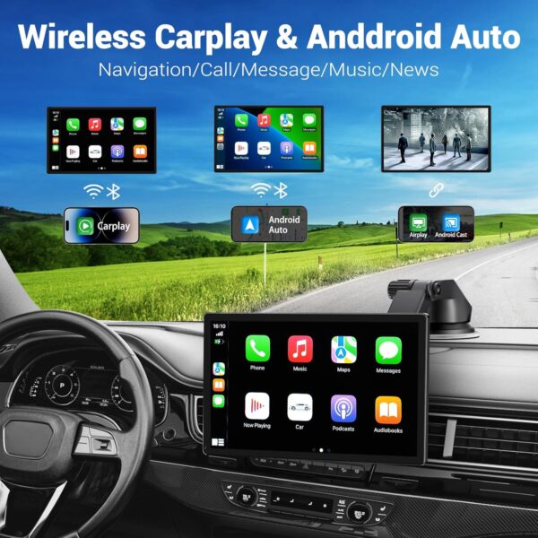 dd88bb2d260a4137af7c1b469751fa0f Wireless Apple Carplay Screen for Car 4K Dash Cam, 9" Portable Apple Carplay & Android Auto Car Stereo, with 1080p Backup Camera, GPS Navigation/Mirror Link/Voice Control/Bluetooth