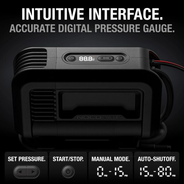 de3b6d59806844859671c80b6ce65f3e UltraFast 15A Tire Inflator, 12V Portable Air Compressor Pump, Rated at 80 PSI, Inflates Tires from 0-40 PSI in 2.9 Minutes with a Digital Gauge, Smart Pressure and Auto-Shutoff