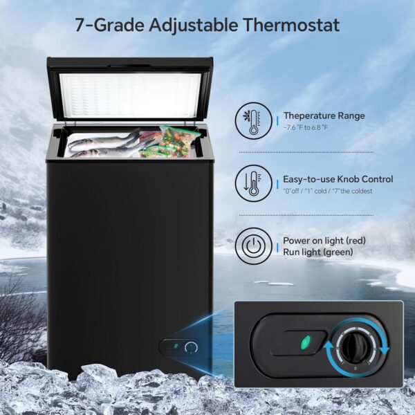 de3deaf3f423421b9616a55e7e82b204 3.5 Cubic Feet Chest Freezer with 2 Removable Baskets Free Standing Top Open Door Compact Freezer with Adjustable Temperature for Home/Kitchen/Office/Bar (3.5 Cubic Feet, White)