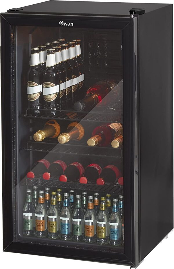 dfeb7a99874244efbde7c748f8aeb90a Swan 80L Glass Fronted Under Counter Fridge, Wine Beer and Beverage Cooler