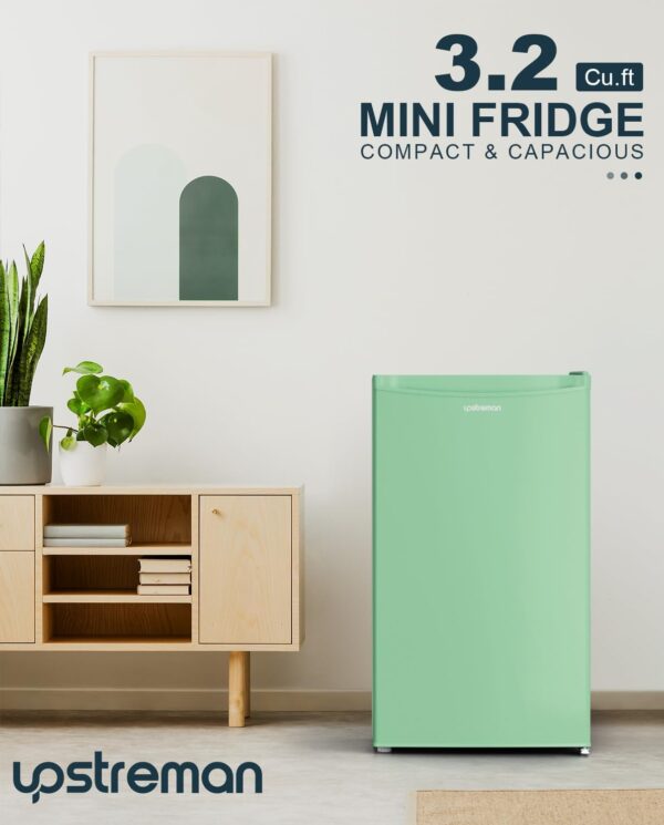 e1e2a5a2a05d4514bf7bb6ee89bcfb3f Upstreman 3.2 Cu.Ft Mini Fridge with Freezer – Single Door Compact Refrigerator for Dorm, Bedroom, or Office – Adjustable Thermostat, Black (BR321)