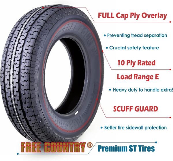 e3e2a33160104e1193adafaf882dca7d set of 4 Heavy Duty Trailer Tires ST205/75R15 205 75 15 10-Ply Load Range E Steel Belted Radial w/Scuff Guard