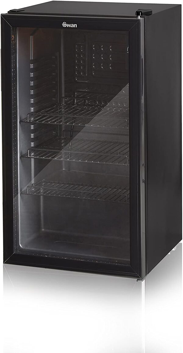 e62e9beb2ccb4252b6ebcd3e19525047 Swan 80L Glass Fronted Under Counter Fridge, Wine Beer and Beverage Cooler