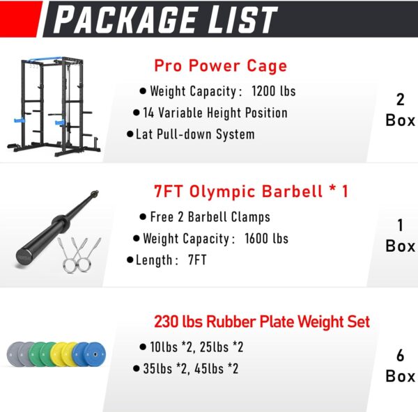 e66af5e62a28431e98fceeebf4475141 Sportsroyals Power Cage,1600lbs Multi-Function Power Rack with Adjustable Cable Crossover System and More Training Attachment, Weight Cage for Home Gym