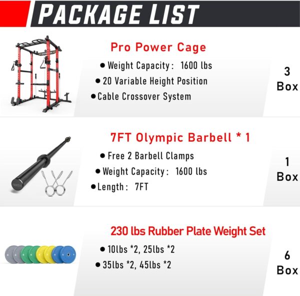 e6b3026c6a924db5849dce3e2b3dc9ac Sportsroyals Power Cage,1600lbs Multi-Function Power Rack with Adjustable Cable Crossover System and More Training Attachment, Weight Cage for Home Gym