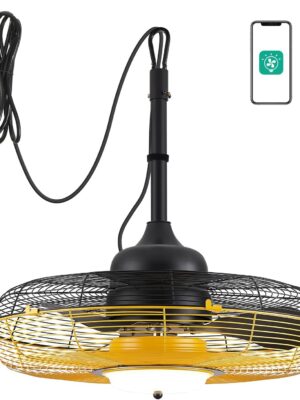 Outdoor Ceiling Fan with Light, Plug in Ceiling Fan with Remote, Gazebo Fans Outdoor Hanging for Patios Waterproof, Wet Rated Hanging Fan with App Control